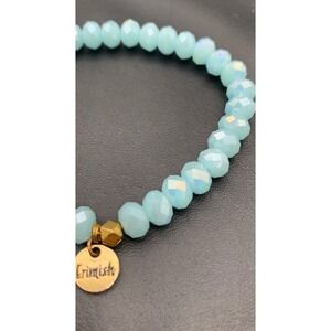 Erimish Stretch Bracelet Faceted Light Blue AB Coated Glass Beads Elastic 6.75"